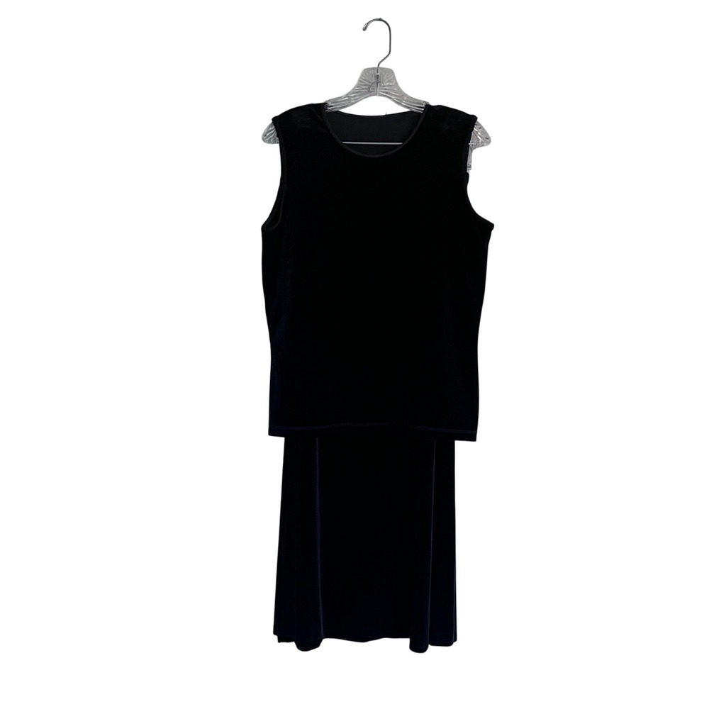R&K Evening Black Stretch Velvet 2 Piece‎ Maxi Skirt and Sleeveless Top Set 10